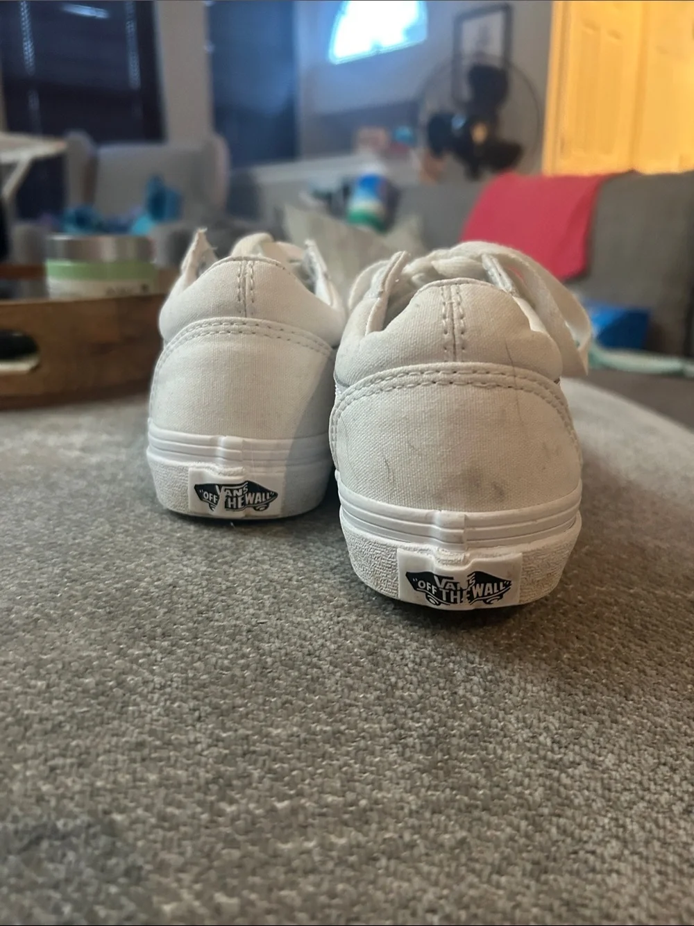 White VANS Canvas Kids Low-Top Sneakers